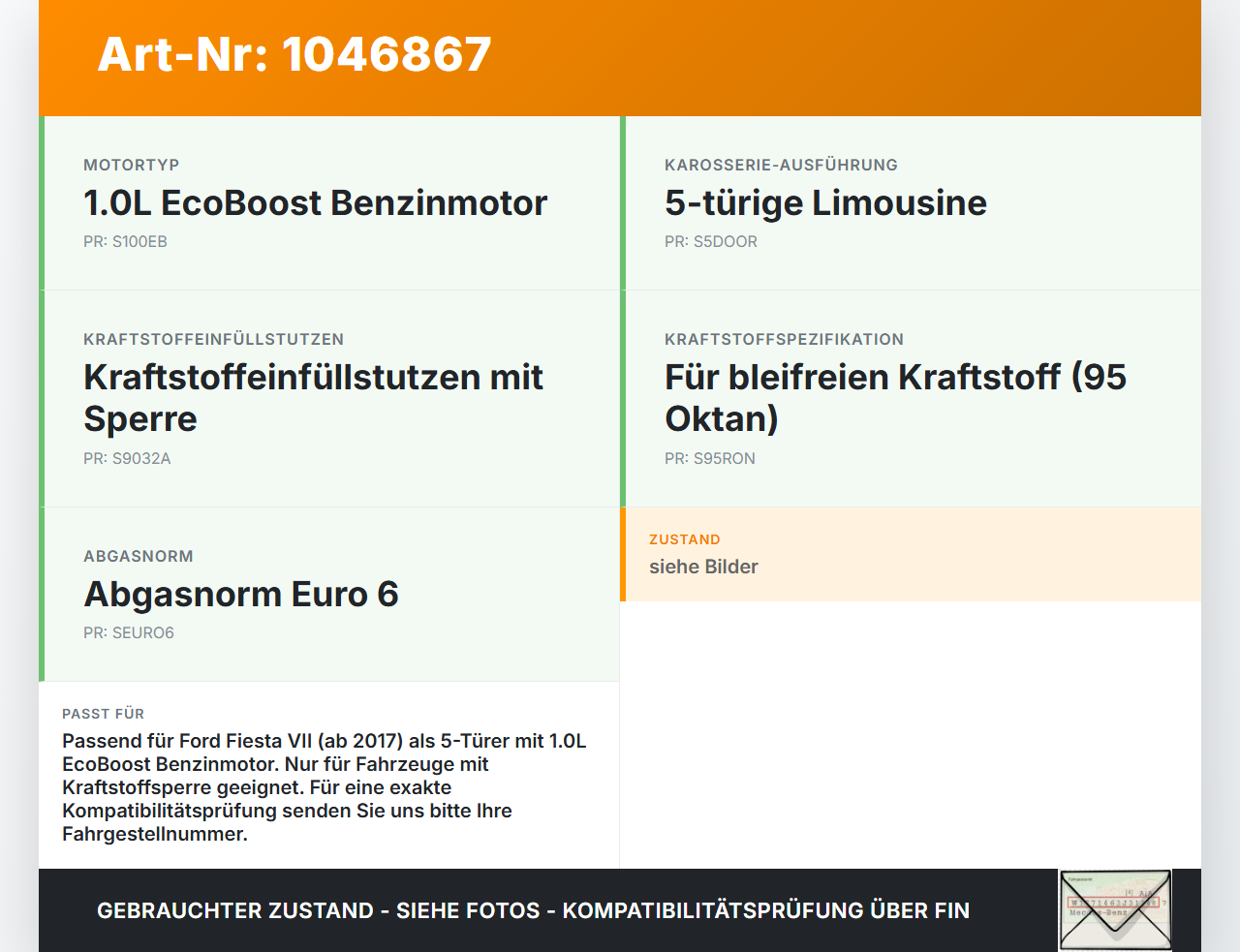 Ford Fiesta VII 17-21 EcoBoost 1.0 74KW Tankstutzen Tank Ford Fiesta VII 17-21 12.07.2017 J1B1-9032-AG H1B1-9032-AB... Vorschau 3