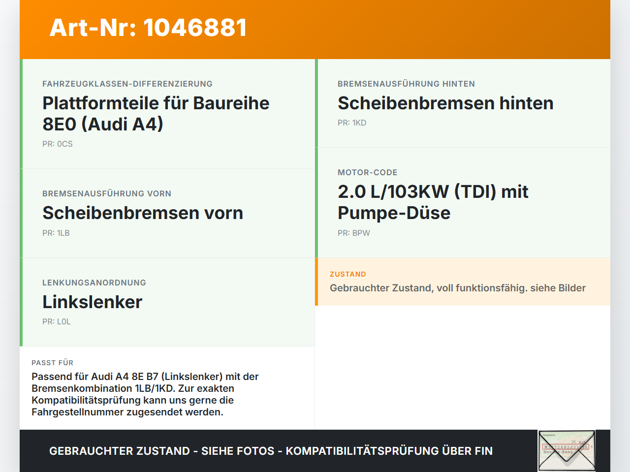 Audi A4 8E B7 04-08 Hauptbremszylinder Bremszylinder Audi A4 8E B7 04-08 12.07.2006 8E0611021 gebraucht Vorschau 3