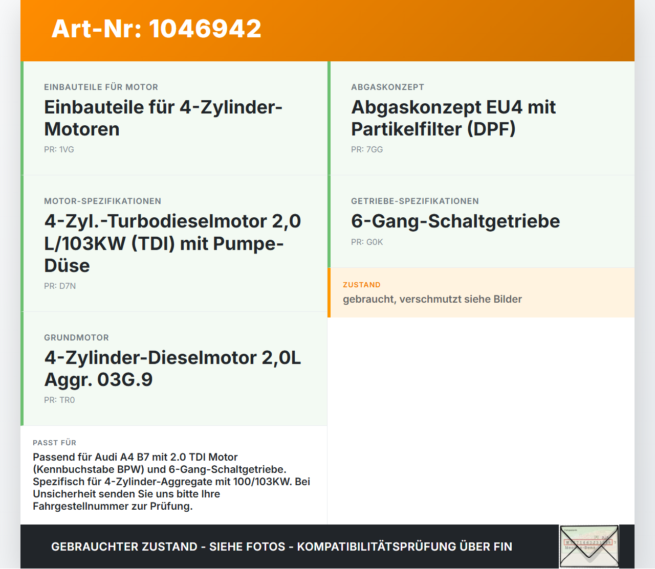Audi A4 8E B7 04-08 TDI 2,0 103KW Motor Platte Stirnplatte Gehäuse für Motorblock Audi A4 8E B7 04-08 12.07.2006... Vorschau 3