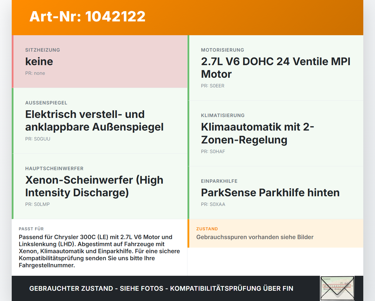 Chrysler 300C LE 04-07 2,7 142KW Sicherungskasten Zentralelektrik Relais Chrysler 300C LE 04-07 07.08.2007... Vorschau 3