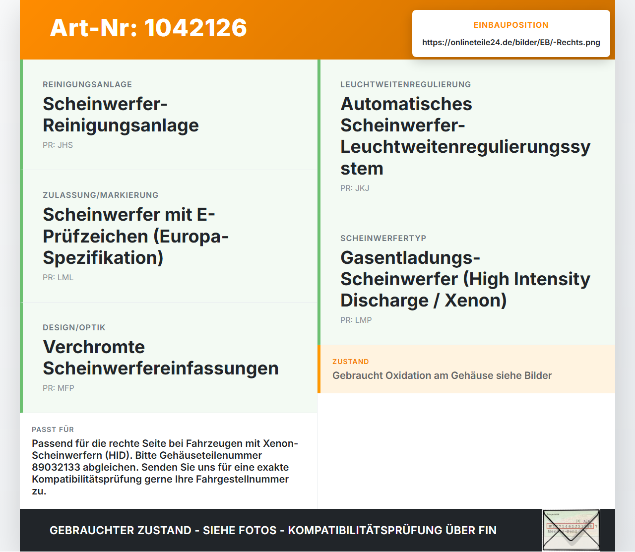 Chrysler 300C LE 04-07 Xenon Vorschaltgerät Rechts Chrysler 300C LE 04-07 07.08.2007 89032133 73010137N gebraucht Vorschau 3
