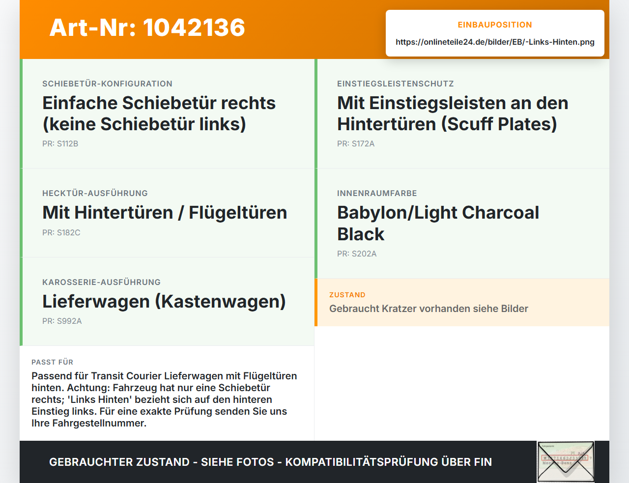 Ford Transit Courier 14-18 Kasten Einstiegsleiste Türschweller Schwellerverkleidug Links Hinten Ford Transit... Vorschau 3