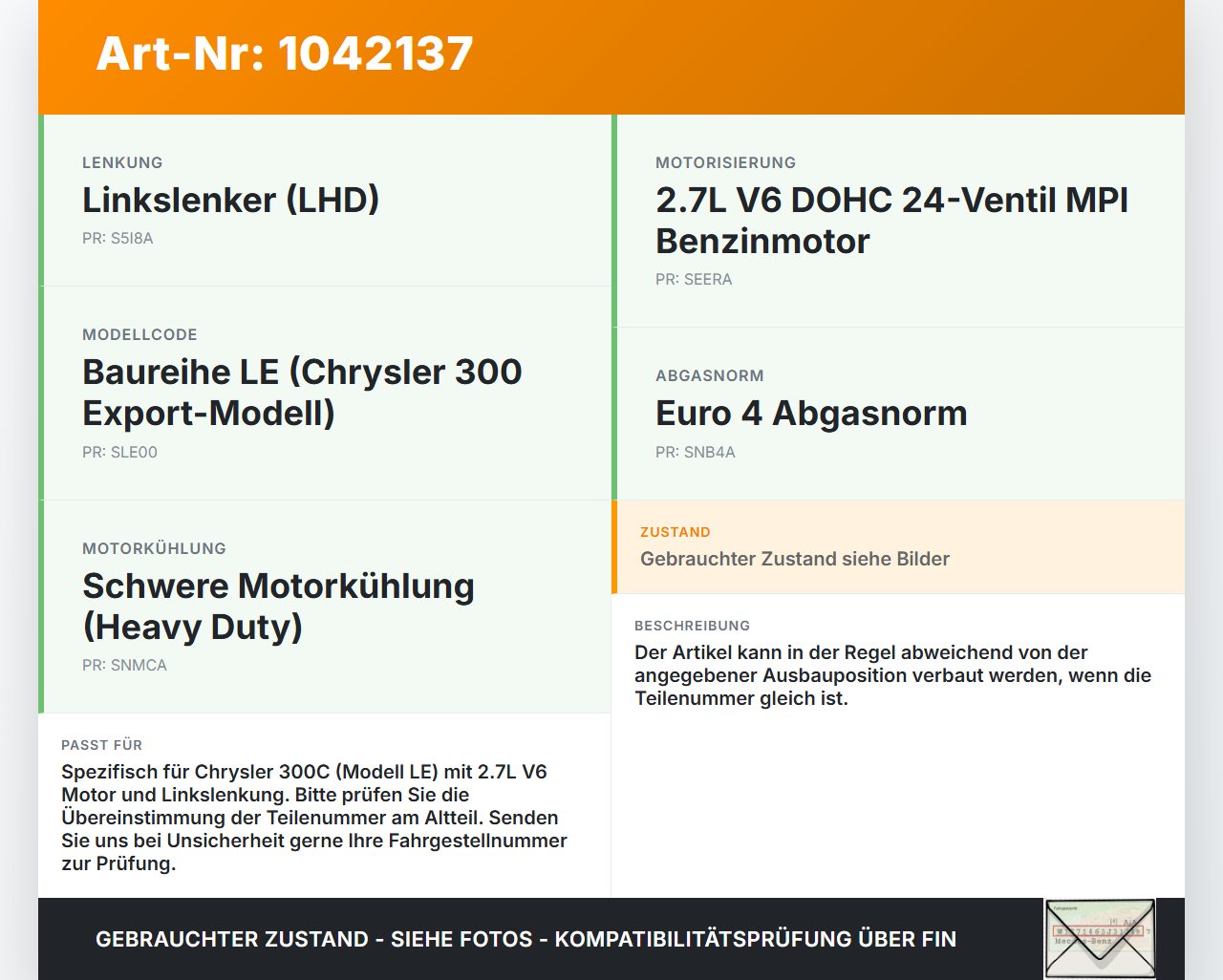 Chrysler 300C LE 04-07 2,7 142KW Ansaugrohr Luftrohr Luftschlauch Resonator Chrysler 300C LE 04-07 07.08.2007... Vorschau 3
