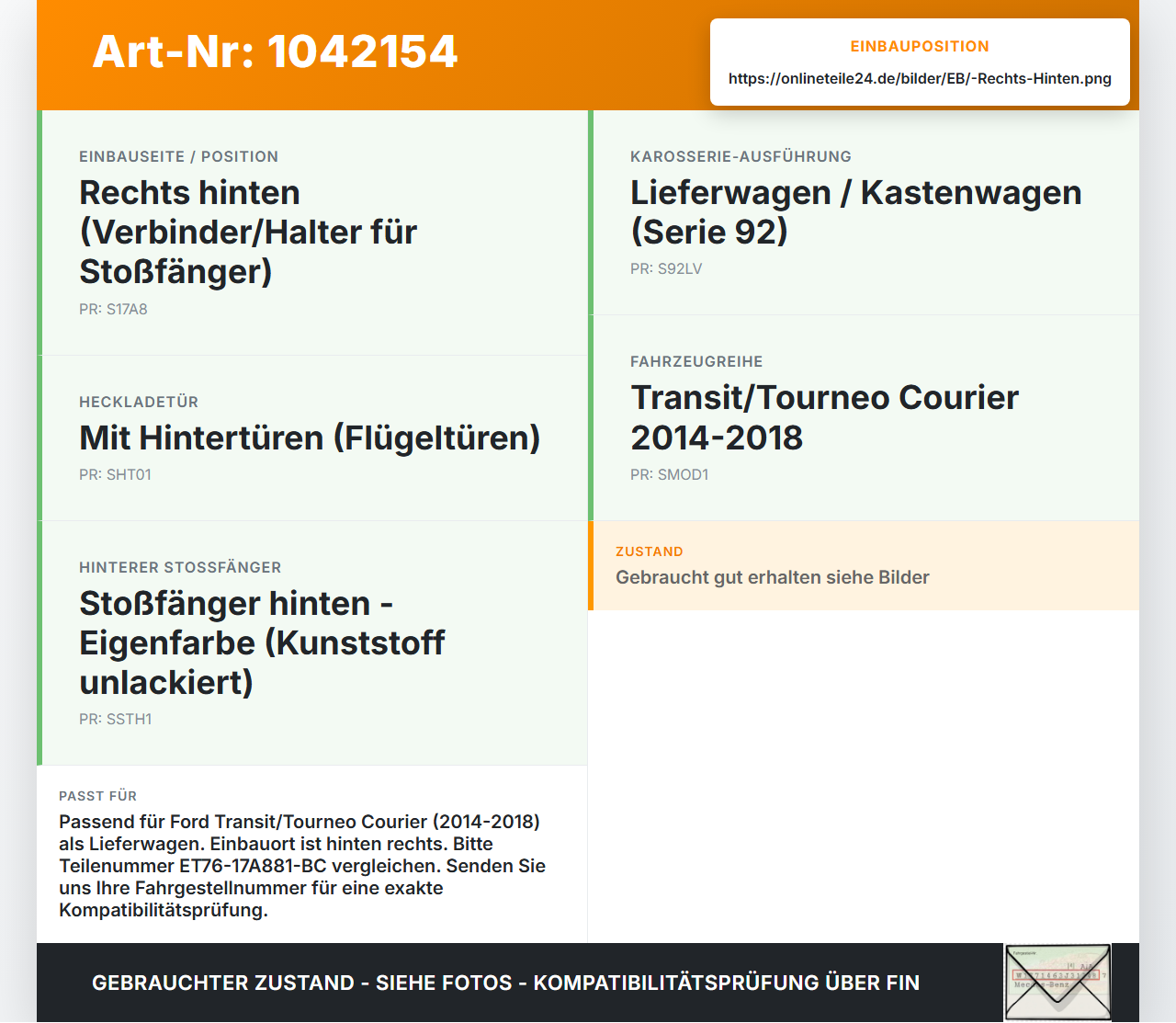 Ford Transit Courier 14-18 Fronthalter Träger Verbinder Rechts Hinten Ford Transit Courier 14-18 04.07.2014... Vorschau 3