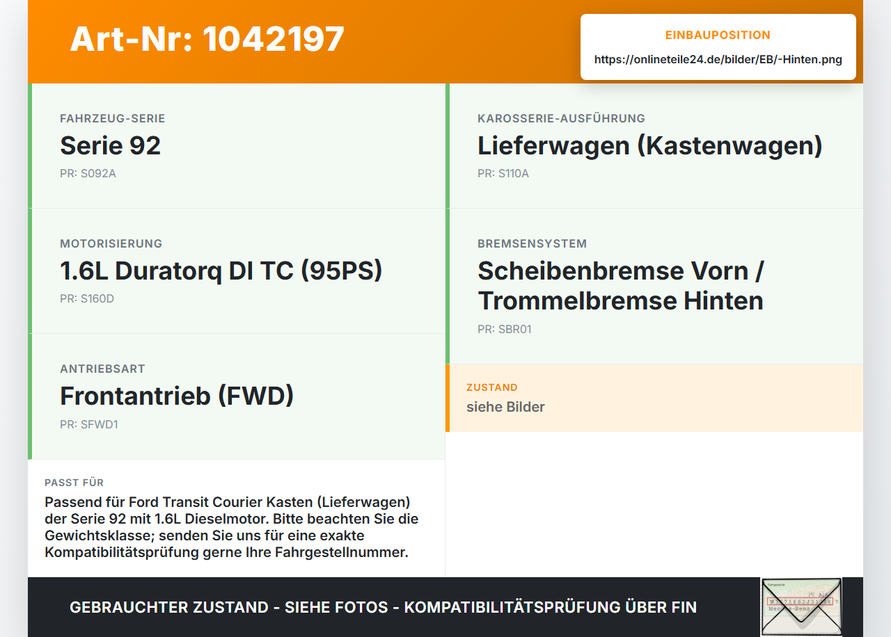 Ford Transit Courier 14-18 Kasten Beide Feder Federn Hinten Ford Transit Courier 14-18 04.07.2014 gebraucht Vorschau 3