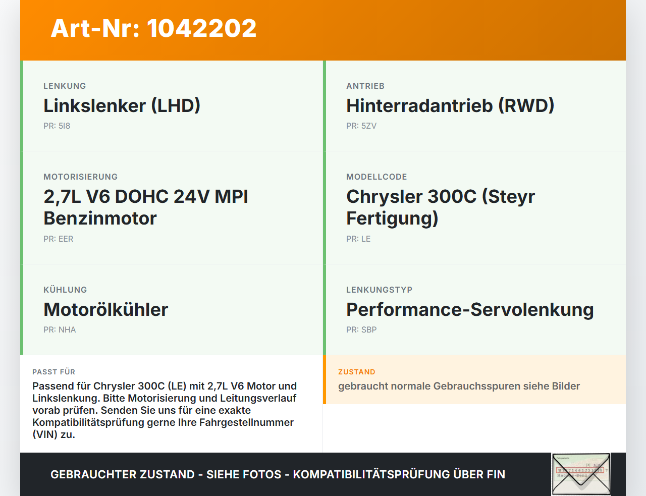 Chrysler 300C LE 04-07 Servo Behälter Servobehälter Servoleitung Chrysler 300C LE 04-07 07.08.2007 gebraucht Vorschau 3
