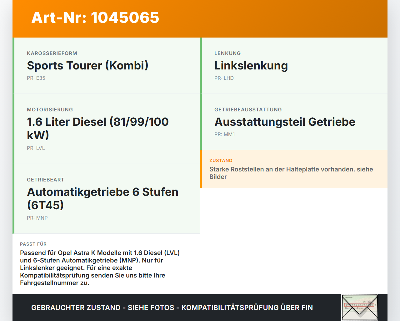 Opel Astra K B16 15-19 CDTI 1,6 81KW Autom Schaltzug Schaltseilzug Schaltseil Opel Astra K B16 15-19 07.06.2017... Vorschau 3
