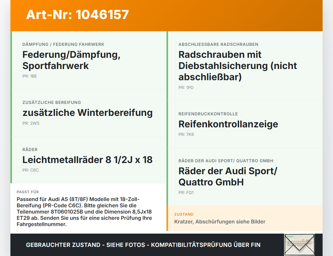 Audi A5 8F Cabrio 09-12 1 x Felge Aluminiumfelge 19 Zoll 5X112 Audi A5 8F Cabrio 09-12 25.08.2011 8T0601025BE... Vorschau 3