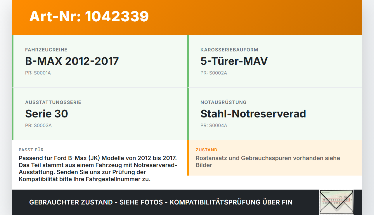 Ford B-Max JK 12-17 Abschleppöse Abschlepphaken Ford B-Max JK 12-17 03.04.2014 gebraucht Vorschau 3
