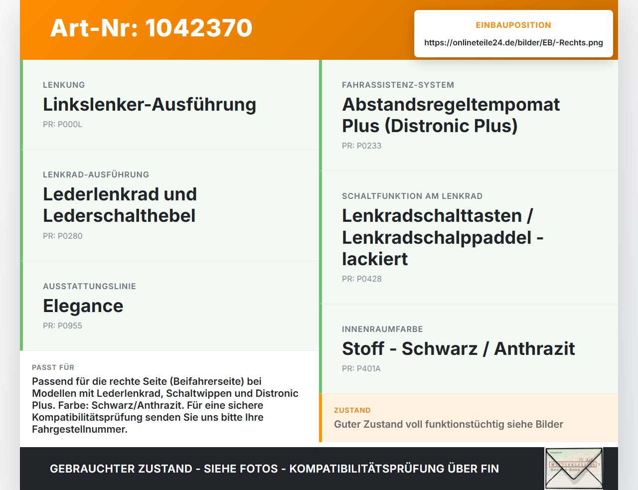 Mercedes S212 E350d 13-16 Lenkradschalter Multifunktionstasten Lenkrad Schalter Rechts Mercedes S212 E350d 13-16... Vorschau 3