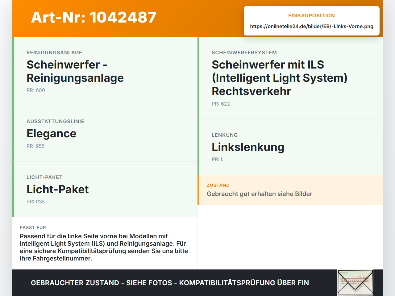Mercedes S212 E350d 13-16 Kombi Halter Träger Führung Aufnahme f. Scheinwerfer Links Vorne Mercedes S212 E350d... Vorschau 3