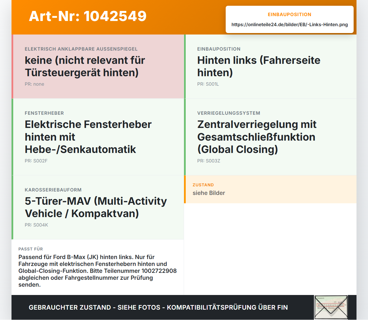 Ford B-Max JK 12-17 Steuergerät ECU Modul Türsteuergerät Links Hinten Ford B-Max JK 12-17 03.04.2014 CV1T14B532AF... Vorschau 3