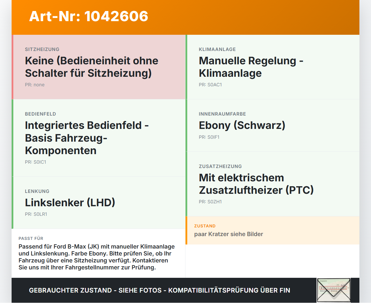 Ford B-Max JK 12-17 Bedienteil Bedienelement Heizung Klimabedienteil Ford B-Max JK 12-17 03.04.2014 AV1T-18K811-CC... Vorschau 3