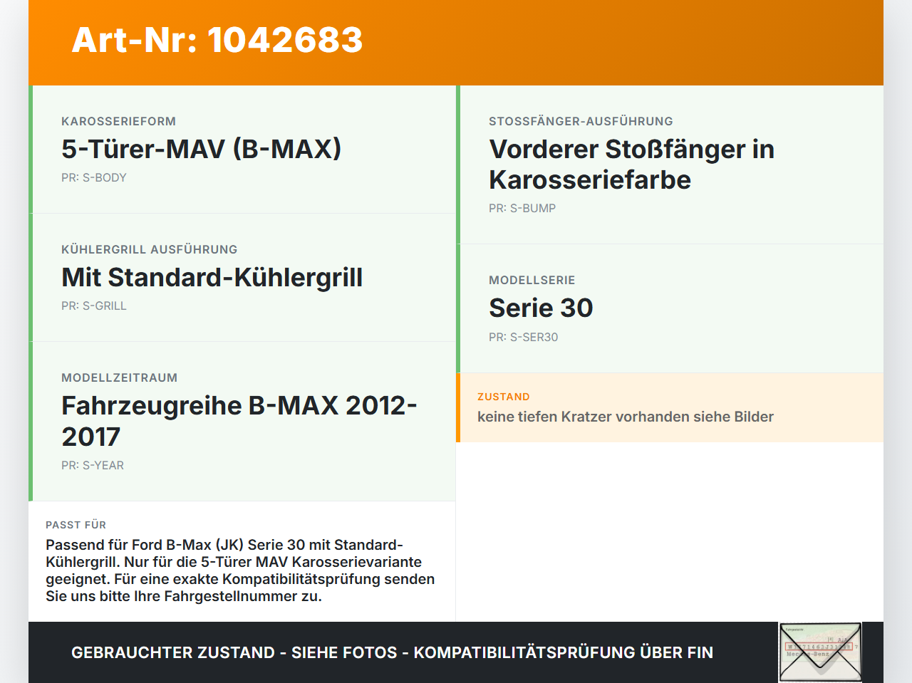 Ford B-Max JK 12-17 Lufteinlassgitter für Stoßstange Stoßfänger Kennzeichenblende DC Ford B-Max JK 12-17 03.04.2014... Vorschau 3