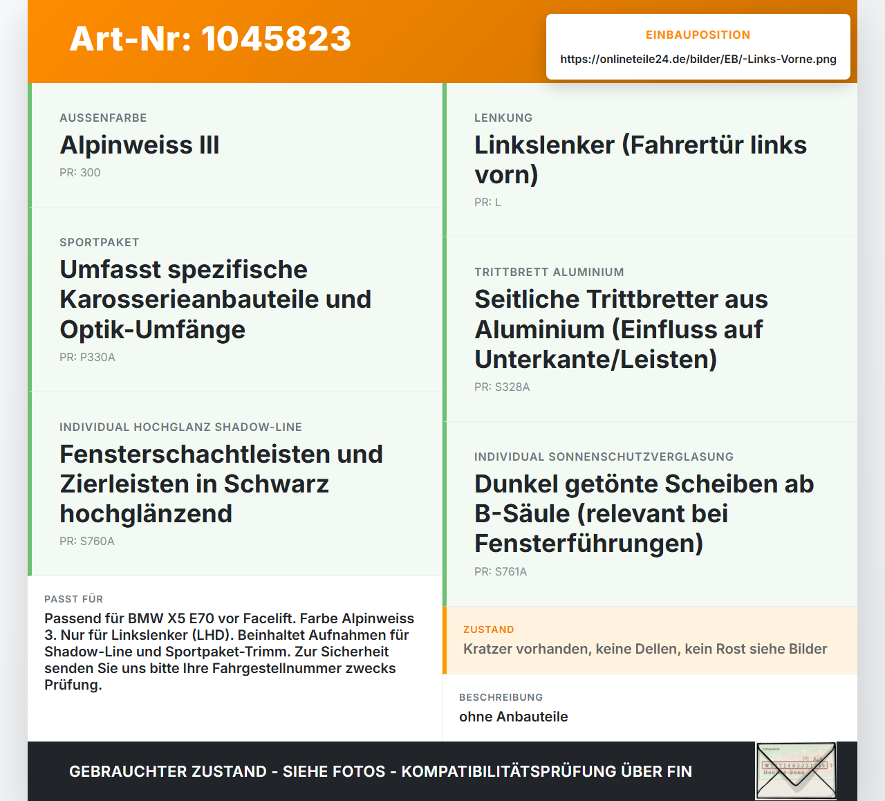 BMW X5 35d E70 06-10 Tür Fahrertür Links Vorne 300 BMW X5 35d E70 06-10 16.06.2009 7211423 41517211423 4151-7211423... Vorschau 3