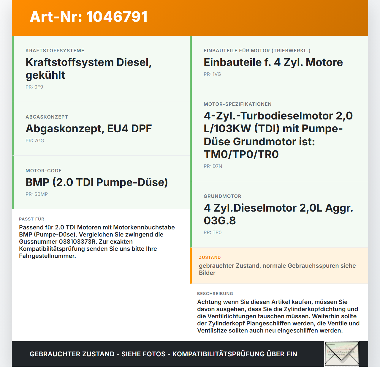 Skoda Superb 3T4 08-13 2,0 103KW BMP Zylinderkopf ohne jegliche Anbauteile LEER Skoda Superb 3T4 08-13 20.06.2008... Vorschau 3
