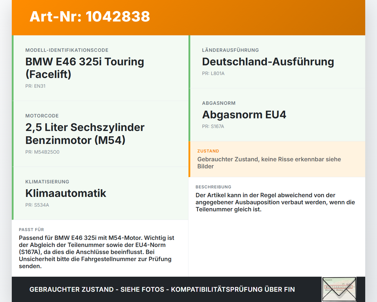 BMW E46 325i 02-06 2,5i 141KW Ansaugrohr Ladeluftschlauch Luftschlauch Pos.1 BMW E46 325i 02-06 04.03.2003 1705209... Vorschau 3