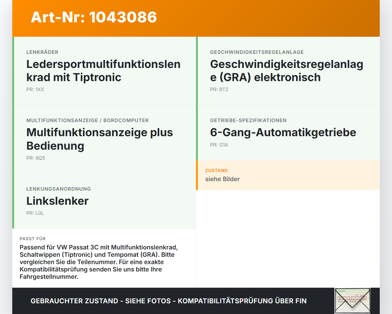 VW Passat 3C B6 05-10 Steuergerät ECU Modul SG für Lenksäule VW Passat 3C B6 05-10 07.12.2006 3C0953549AH... Vorschau 3