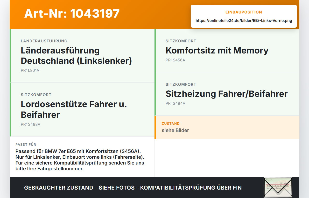 BMW E65 7er 01-05 BMW E65 735I BJ03 Lim Gurtschloss Gurtstraffer Fahrer Links Vorne BMW E65 7er 01-05 11.09.2003... Vorschau 3