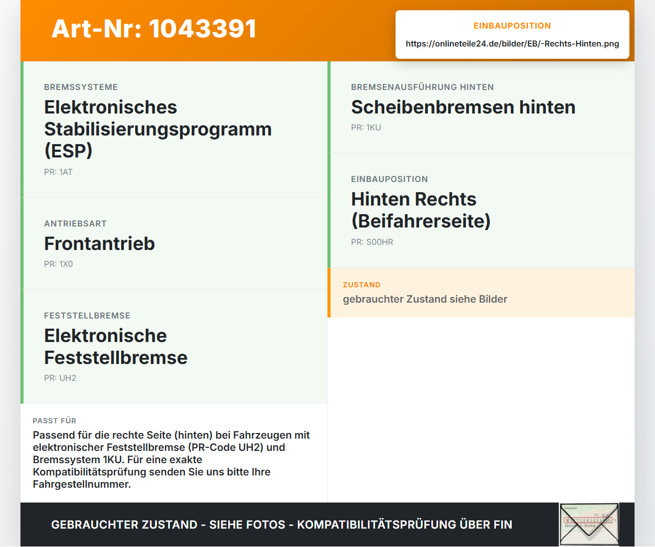 VW Passat 3C B6 05-10 TDI 2,0 125KW Stellmotor Parkbremse Bremssattel Hinten Rechts VW Passat 3C B6 05-10... Vorschau 3