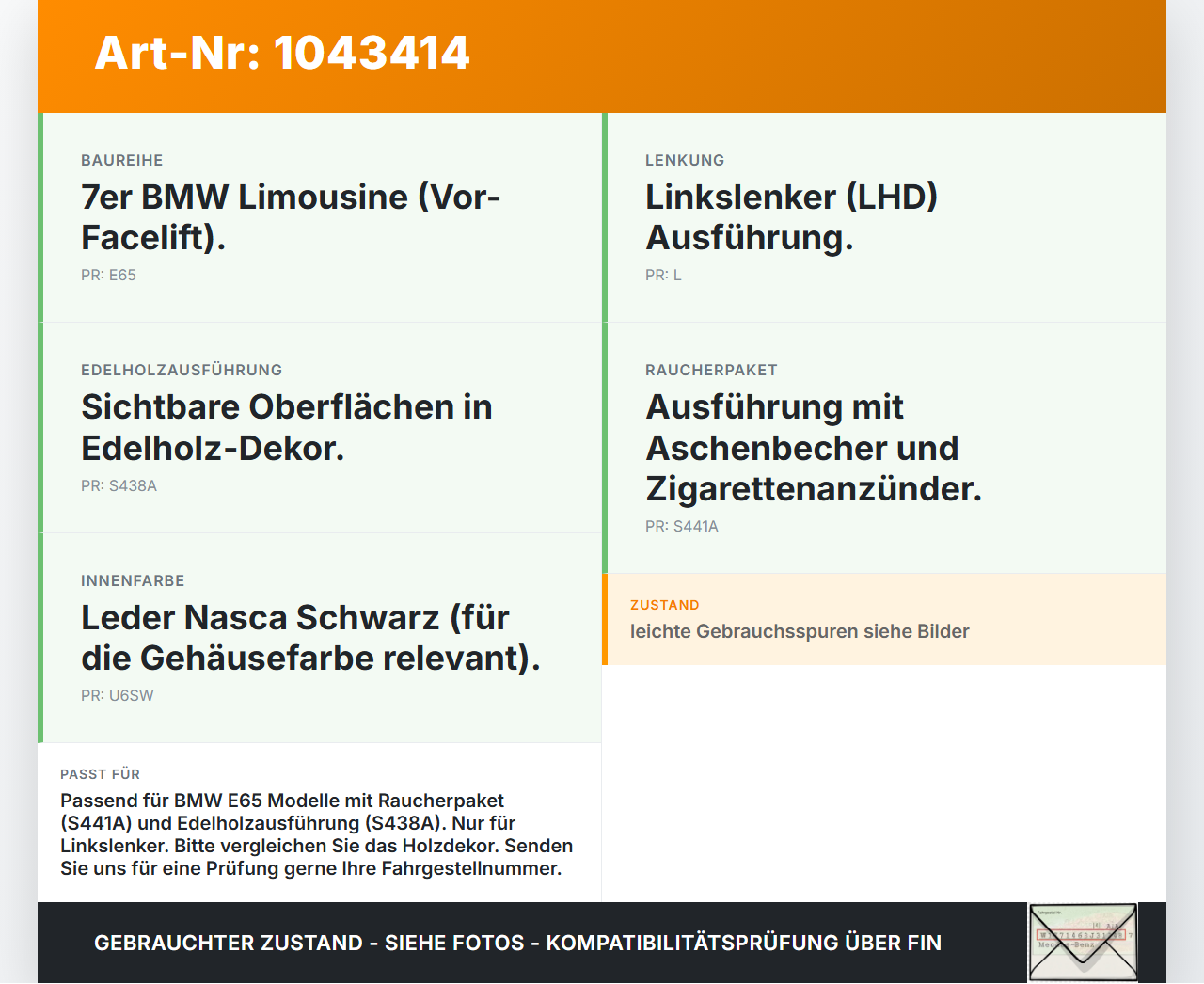 BMW E65 7er 01-05 Aschenbecher Ascher mit Zigarettenanzünder Holzdekor BMW E65 7er 01-05 11.09.2003 7040346... Vorschau 3