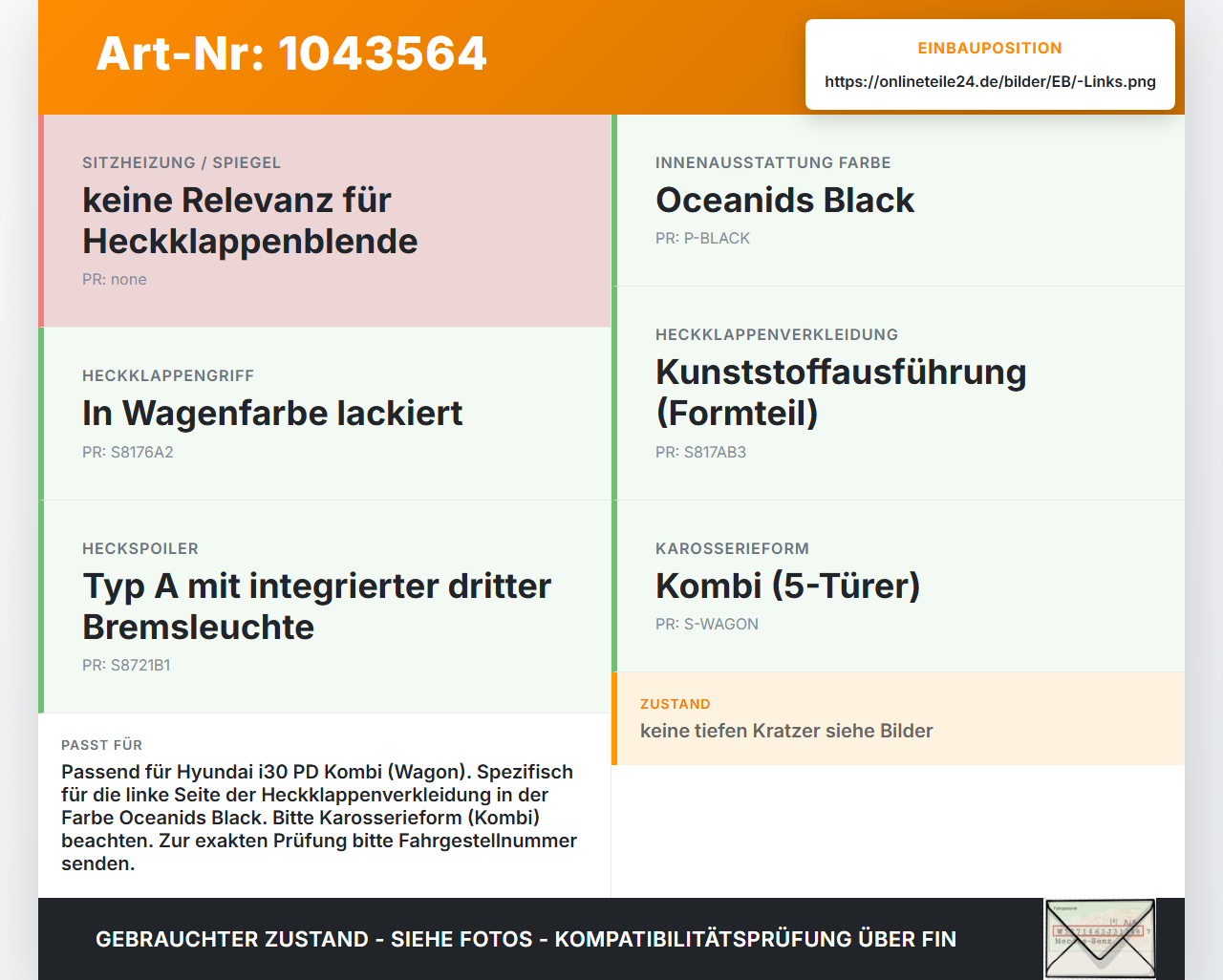 Hyundai I30 PD 20-25 Blende Verkleidung Auflage für Heckklappe Links Hyundai I30 PD 20-25 03.11.2017 87361-G4200... Vorschau 3