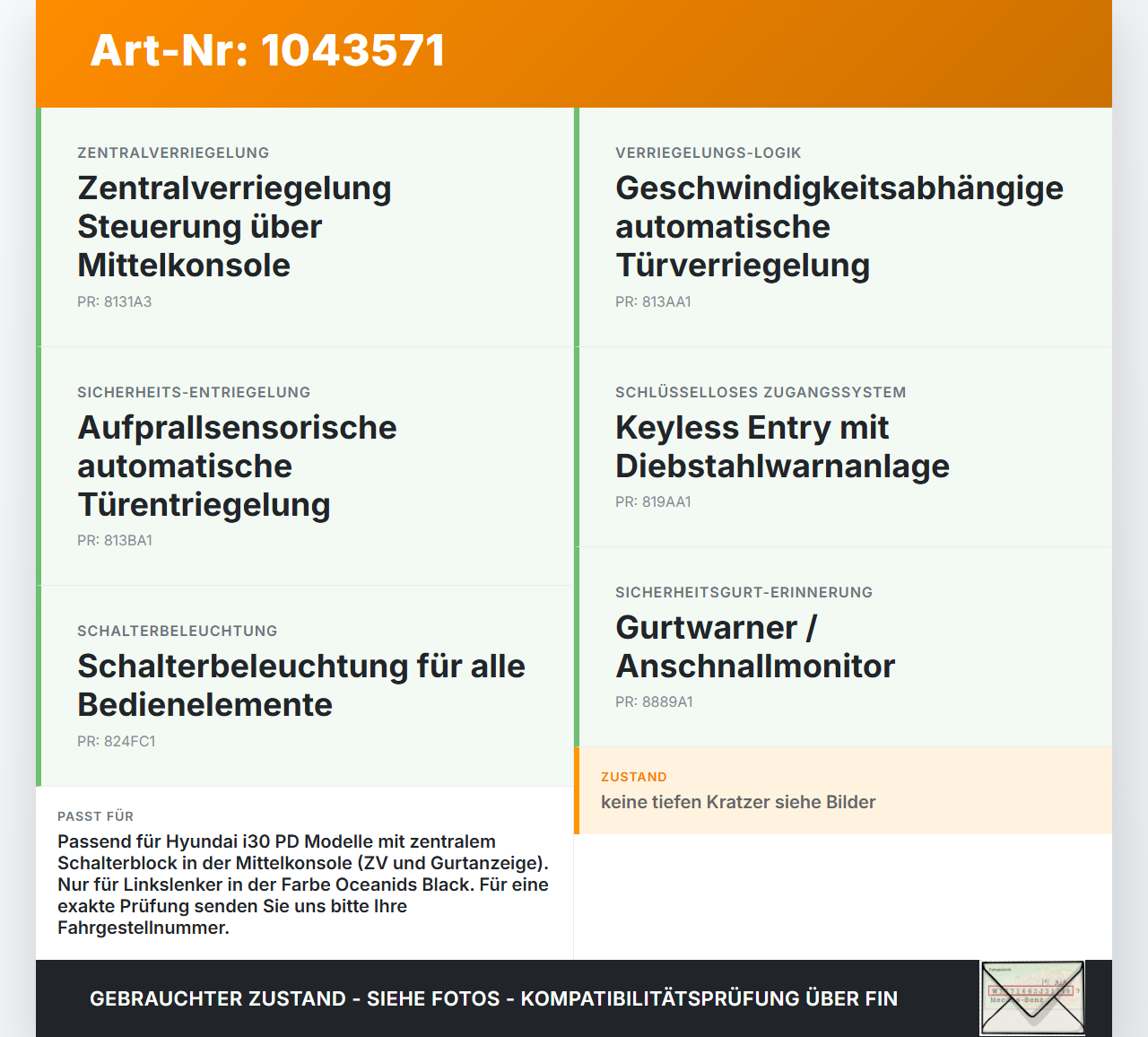 Hyundai I30 PD 20-25 Schalter ZV Zentralverriegelung und Anschnallmonitor Hyundai I30 PD 20-25 03.11.2017... Vorschau 3