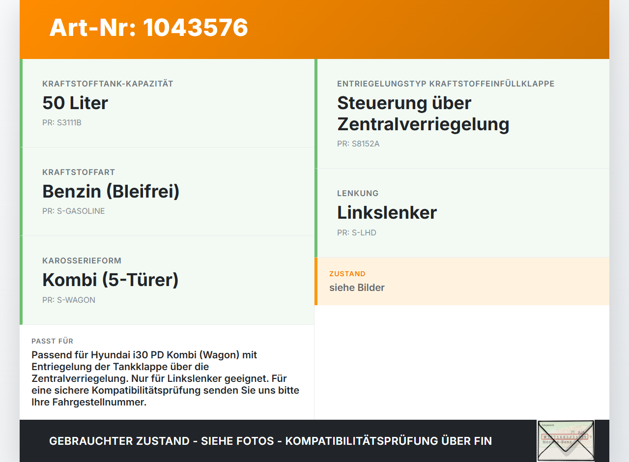 Hyundai I30 PD 20-25 Kombi Bowdenzug für Tankdeckel Hyundai I30 PD 20-25 03.11.2017 81590G3000 64200-7120 gebraucht Vorschau 3