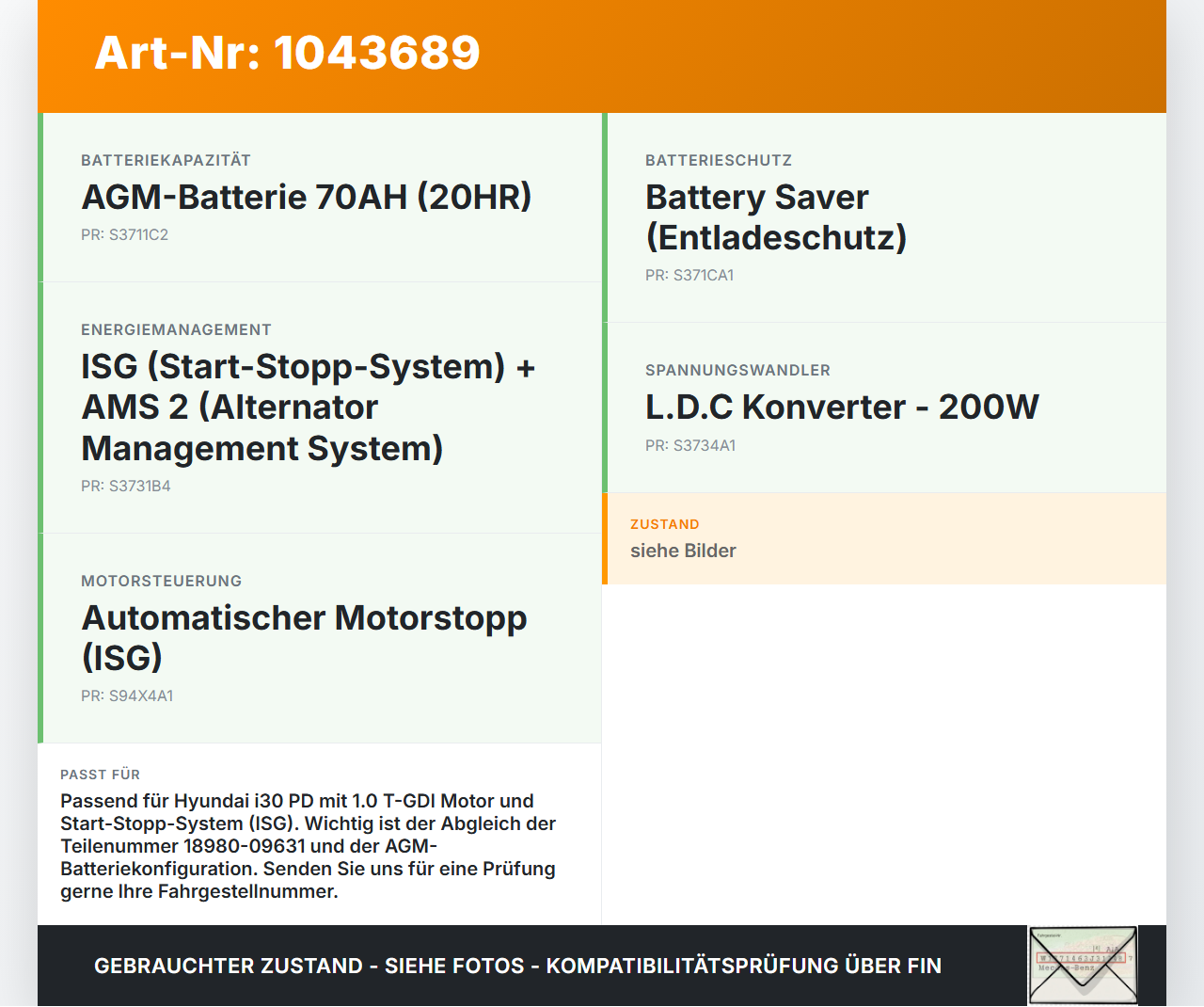 Hyundai I30 PD 20-25 Relais Schmelzsicherung Sicherung Hyundai I30 PD 20-25 03.11.2017 18980-09631 gebraucht Vorschau 3