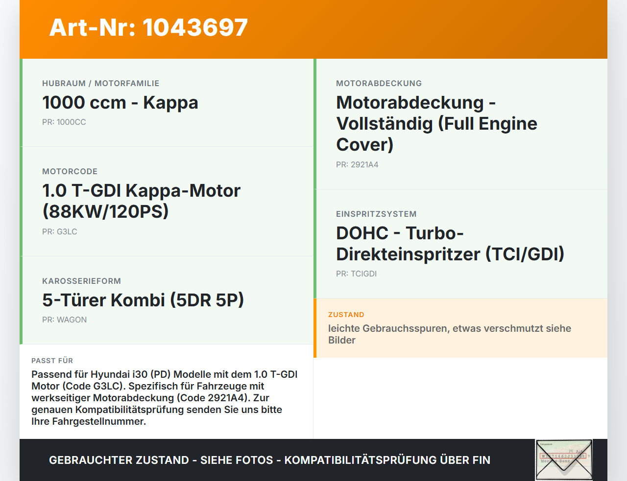 Hyundai I30 PD 20-25 1,0 88KW G3LC Abdeckung für Motor Deckel Motorabdeckung Hyundai I30 PD 20-25 03.11.2017... Vorschau 3