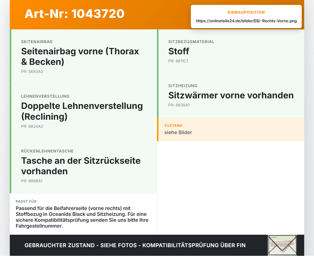 Hyundai I30 PD 20-25 Kombi Sitzbezug Rückenpolster Rechts Vorne für Beifahrer Sitz beheizt Hyundai I30 PD 20-25... Vorschau 3