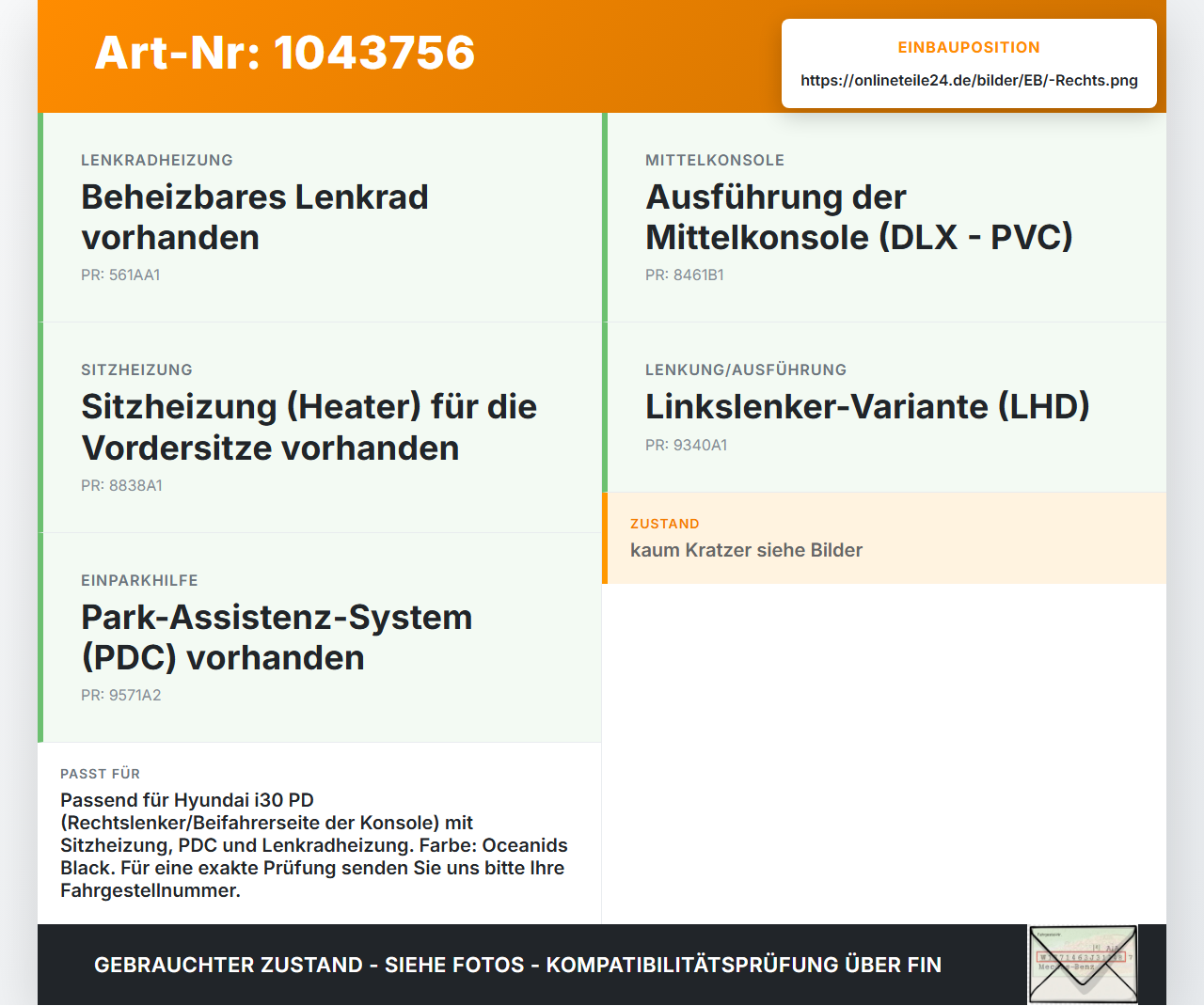 Hyundai I30 PD 20-25 Schalter Regler für PDC Off Sitzheizung Rechts Hyundai I30 PD 20-25 03.11.2017 93350-G4320... Vorschau 3