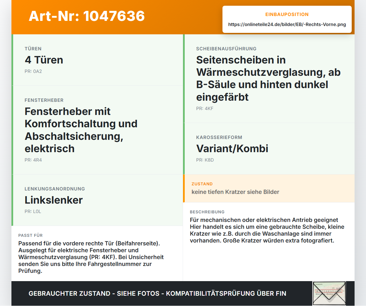 Skoda Octavia VRS III 5E 12-16 Kombi Seitenscheibe RVK Türscheibe Rechts Vorne Skoda Octavia VRS III 5E 12-16... Vorschau 3