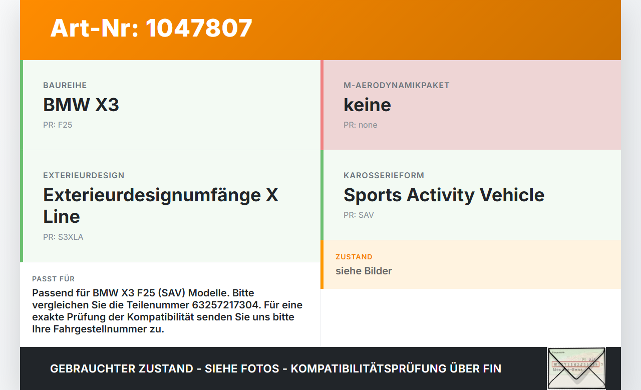 BMW X3 F25 10-14 Bremslicht 3. Bremsleuchte für Klappe BMW X3 F25 10-14 20.03.2012 63257217304 89093116 7217304... Vorschau 3