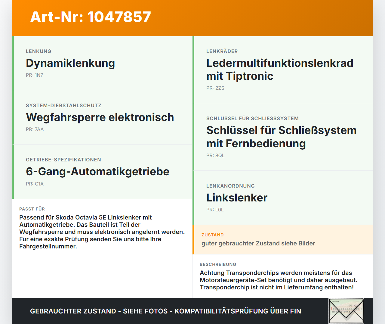 Skoda Octavia VRS III 5E 12-16 Elektrische Lenksäulenverriegelung Lenkradschloss Skoda Octavia VRS III 5E 12-16... Vorschau 3