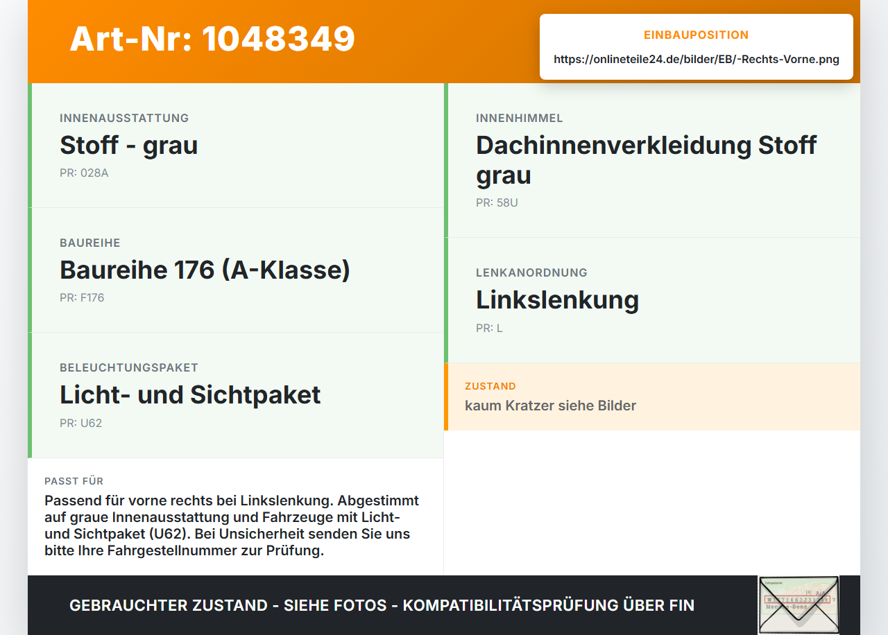 Mercedes W176 A200 12-15 Lim Türgriff Griffmuschel Griff Innen Rechts Vorne Mercedes W176 A200 12-15 05.11.2012... Vorschau 3