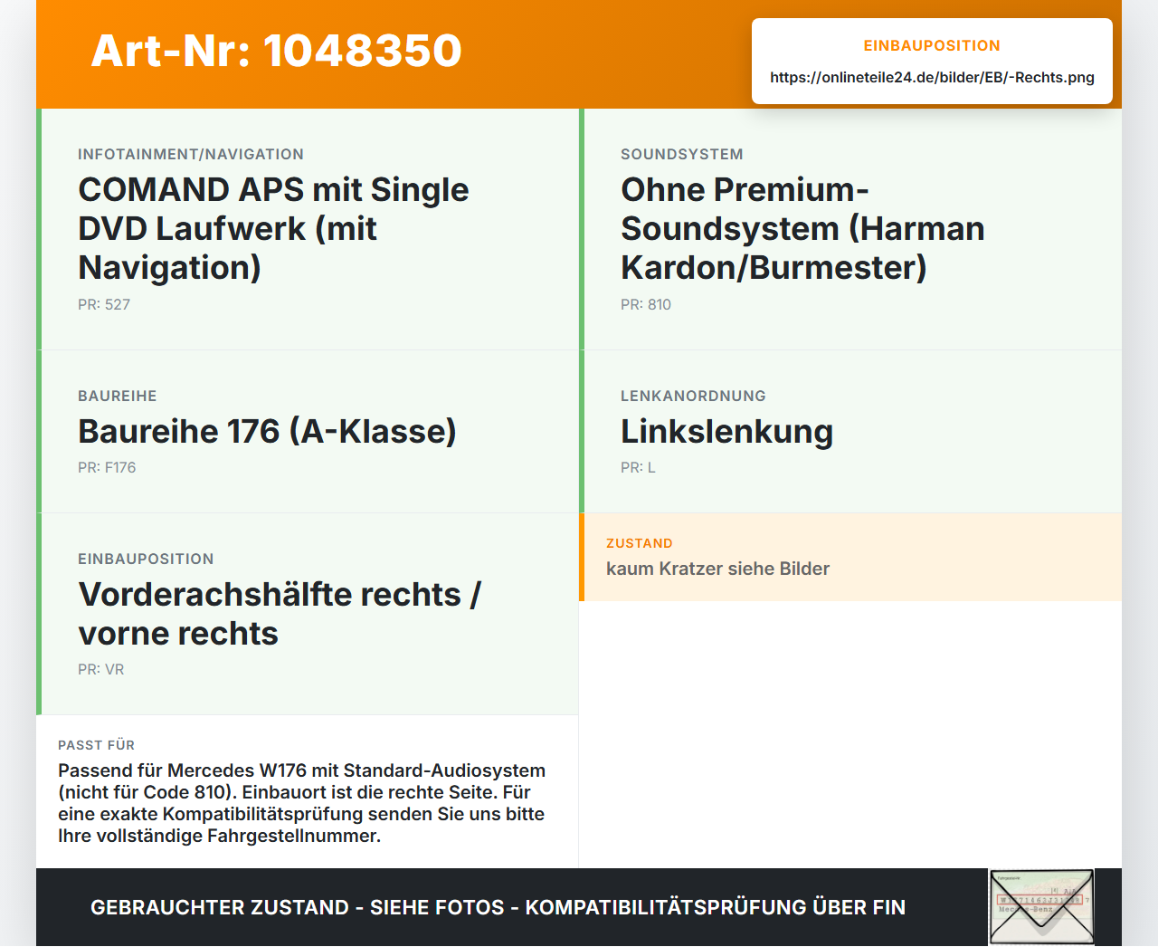 Mercedes W176 A200 12-15 Lautsprecher Hochtöner Rechts Mercedes W176 A200 12-15 05.11.2012 A2118200202 HBZ176004... Vorschau 3