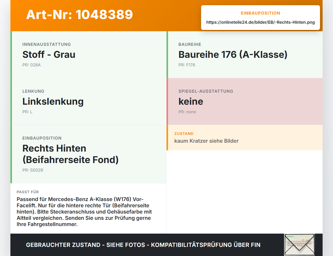 Mercedes W176 A200 12-15 Lim Fensterheberschalter Schalter Rechts Hinten Mercedes W176 A200 12-15 05.11.2012... Vorschau 3