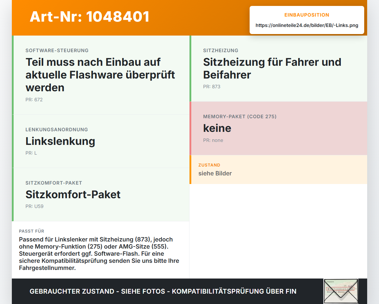 Mercedes W176 A200 12-15 Steuergerät ECU Modul Sitzsteuergerät SG Links Fahrer Mercedes W176 A200 12-15 05.11.2012... Vorschau 3