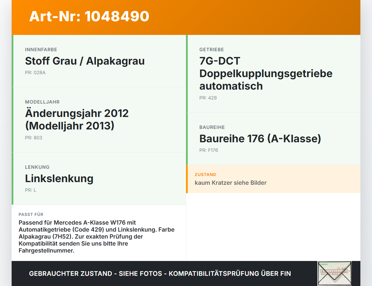 Mercedes W176 A200 12-15 Mittelkonsole Mercedes W176 A200 12-15 05.11.2012 A1766800471 A17668004717H52 gebraucht Vorschau 3