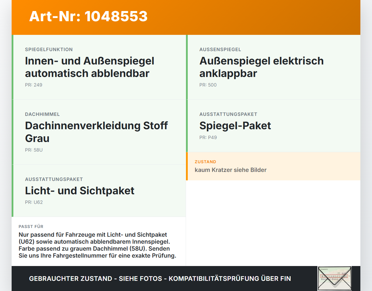 Mercedes W176 A200 12-15 Innenspiegel Rückspiegel abblendbar mit Leuchten Mercedes W176 A200 12-15 05.11.2012... Vorschau 3