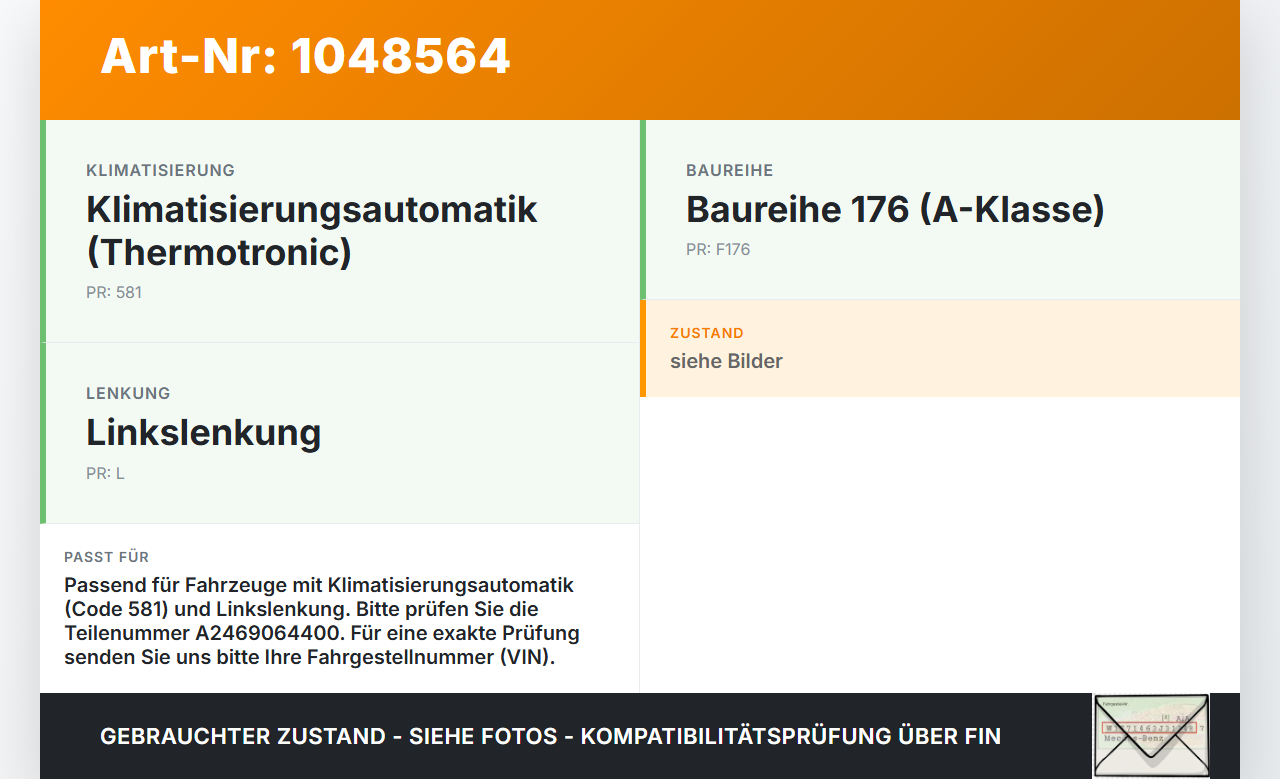 Mercedes W176 A200 12-15 Stellmotor für Heizung Gebläse Pos.7 Mercedes W176 A200 12-15 05.11.2012 A2469064400... Vorschau 3