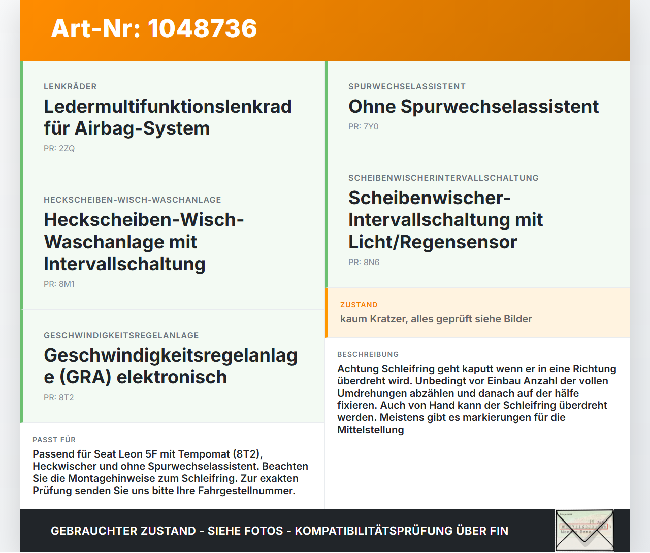Seat Leon 5F 12-16 Lenkstockschalter Blinker Wischer Kombischalter Seat Leon 5F 12-16 17.12.2015 5Q0953513R... Vorschau 3