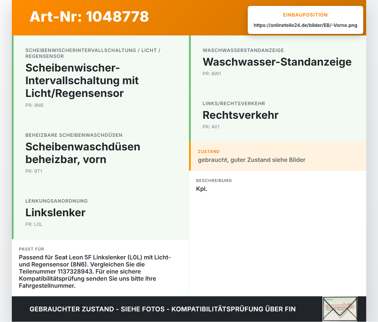 Seat Leon 5F 12-16 Wischermotor mit Wischergestänge vorne Seat Leon 5F 12-16 17.12.2015 5F1955023B 1137328943... Vorschau 3