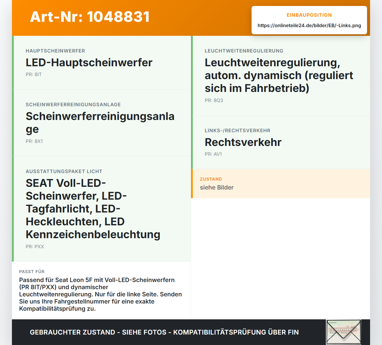 Seat Leon 5F 12-16 LED Steuergerät Scheinwerfer Links Seat Leon 5F 12-16 17.12.2015 5F0941472 90028152 L90005488... Vorschau 3