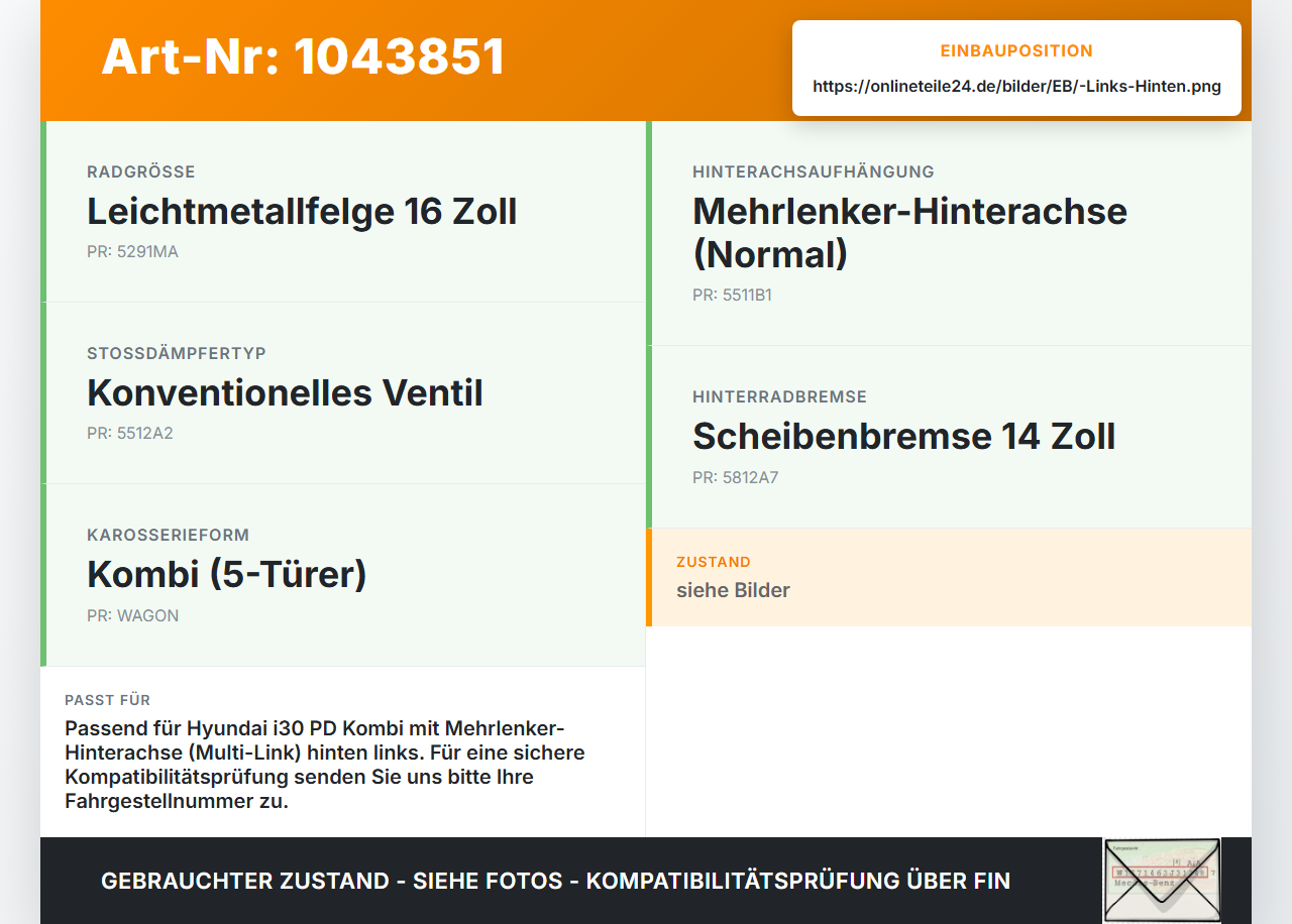 Hyundai I30 PD 20-25 Kombi Querlenker Links Hinten Hyundai I30 PD 20-25 03.11.2017 gebraucht Vorschau 3