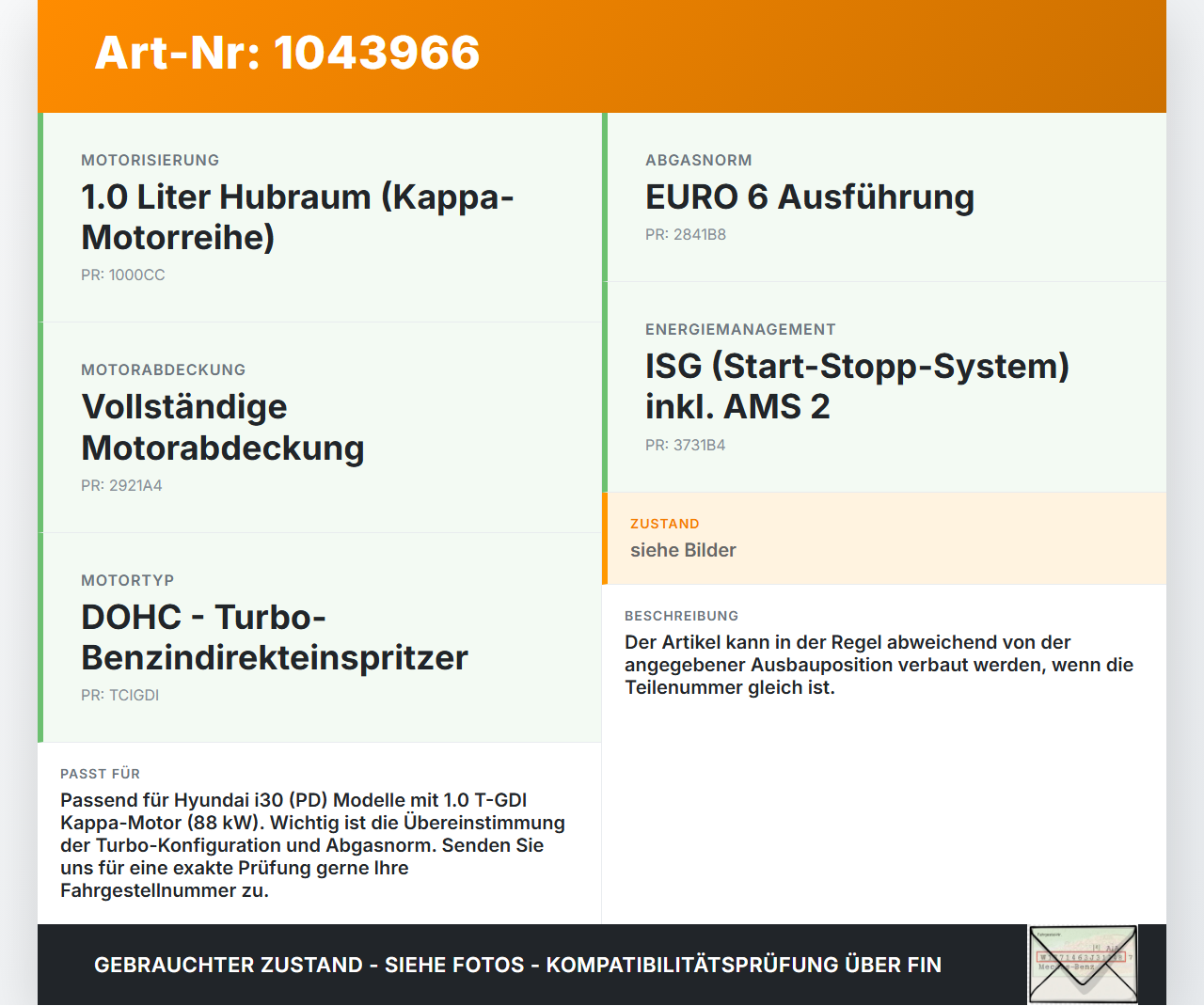 Hyundai I30 PD 20-25 1,0 88KW Ansaugrohr Ladeluftschlauch Luftschlauch Pos.1 Hyundai I30 PD 20-25 03.11.2017 gebraucht Vorschau 3