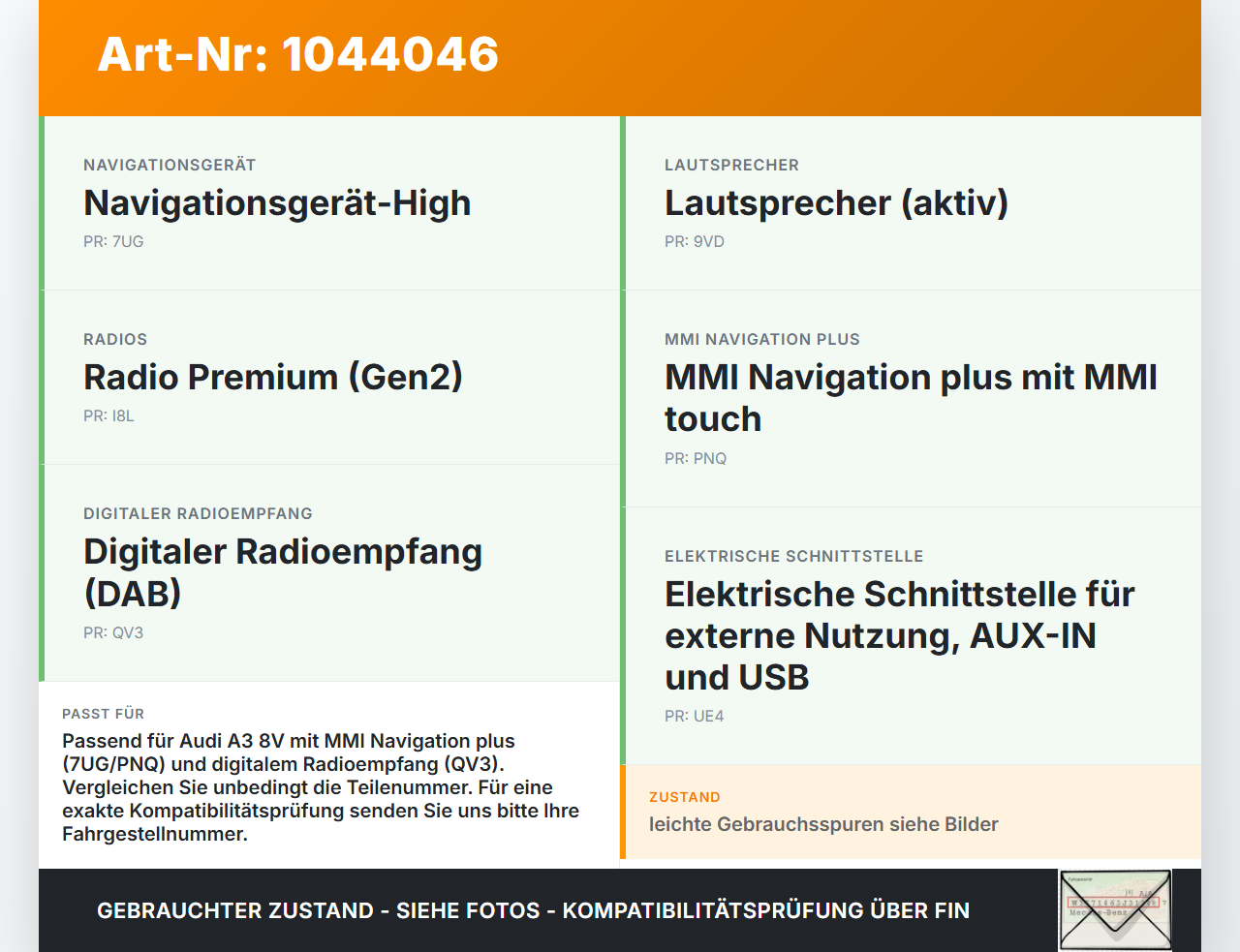 Audi A3 8V 8VS 16-20 Onboard CD Audi A3 8V 8VS 16-20 18.12.2019 8V2012788QJ gebraucht Vorschau 3
