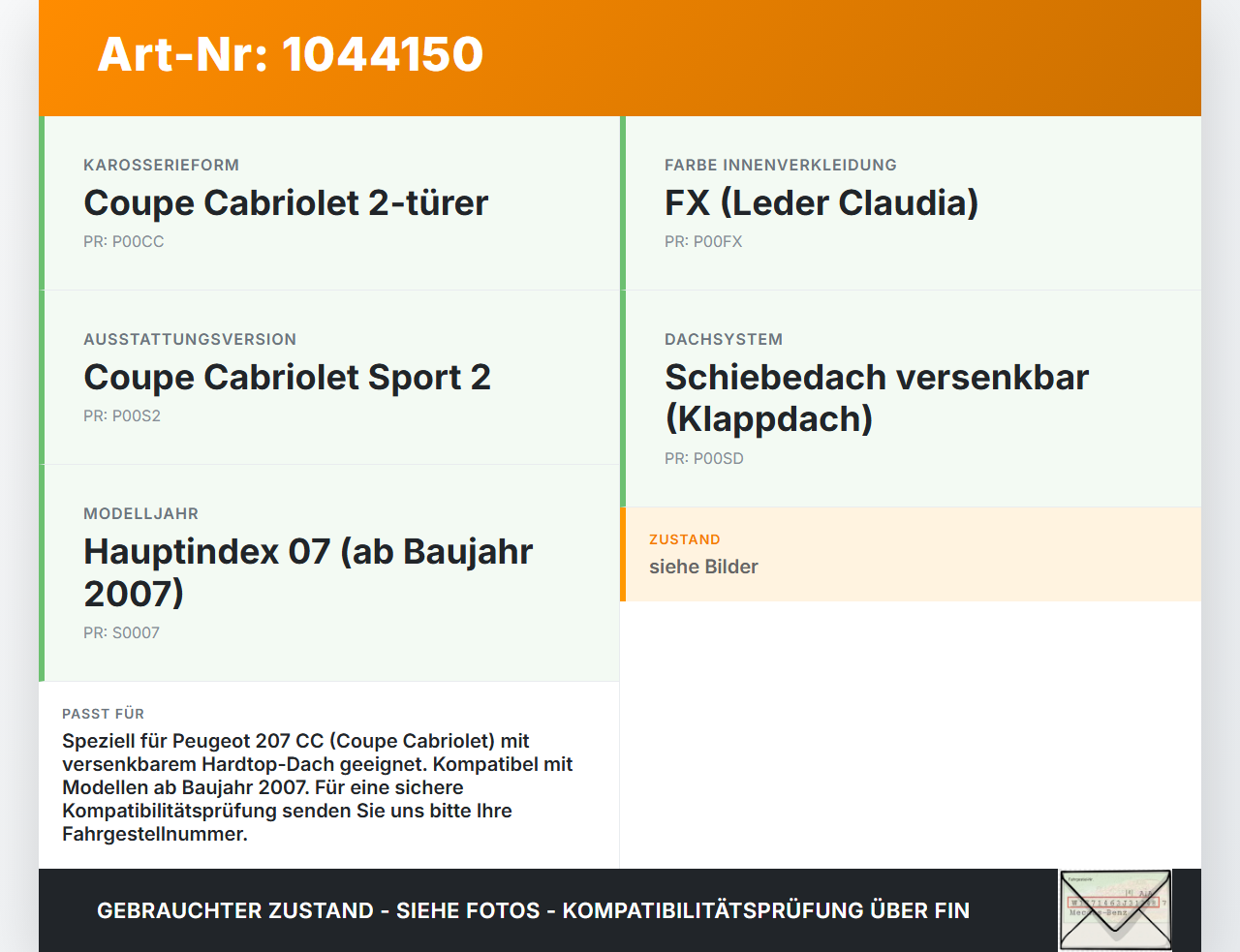 Peugeot 207 CC 07-09 Cabriolet Scharnier Verriegelung Dachhaken für Verdeck Peugeot 207 CC 07-09 30.09.2008 8484S9... Vorschau 3