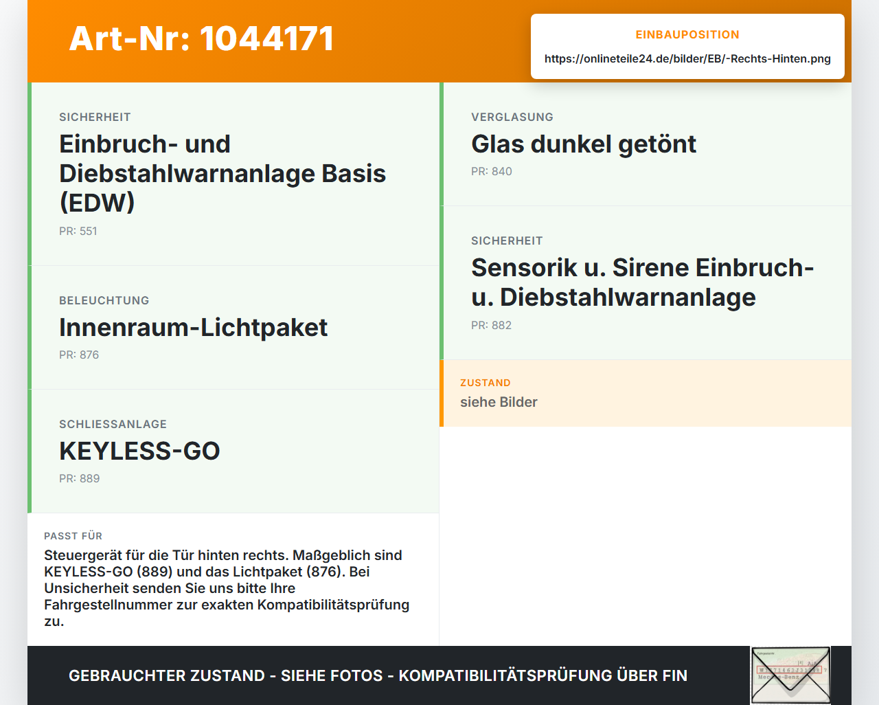 Mercedes X204 08-12 Steuergerät ECU Modul Türsteuergerät Rechts Hinten Mercedes X204 08-12 04.12.2009 A2128204085... Vorschau 3